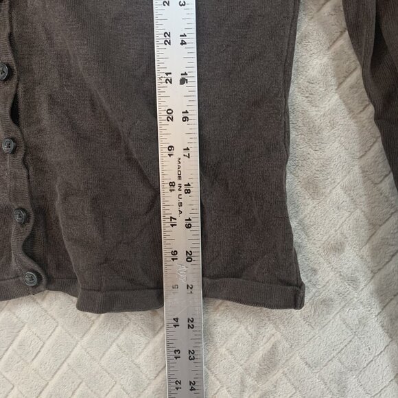 Michael Kors Womens M Sweater Brown Silk Blend Button Up Cardigan Lightweight - Picture 9 of 16